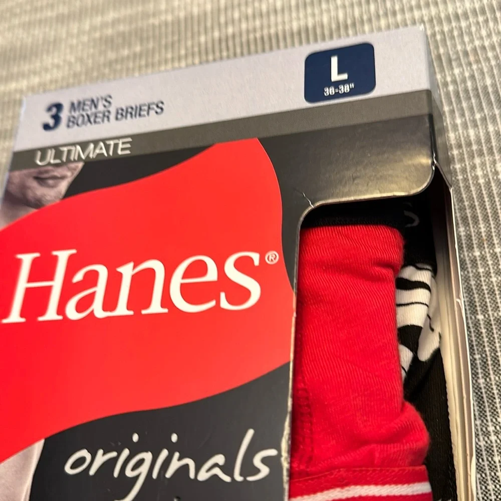 NWT 3PK Hanes Stretch Boxer Briefs LG